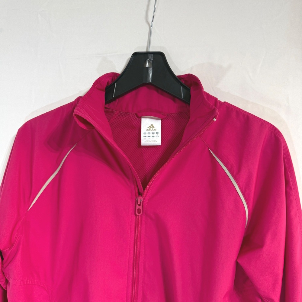 Y2K Adidas Womens Fuchsia Pink Full Zip‎ Windbreaker Track Jacket Size Medium - Picture 4 of 12